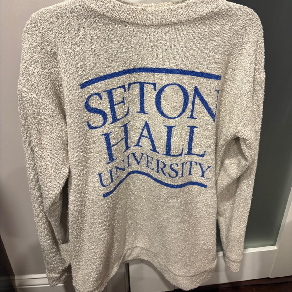 Seton Hall Woolly Threads Cream Crewneck